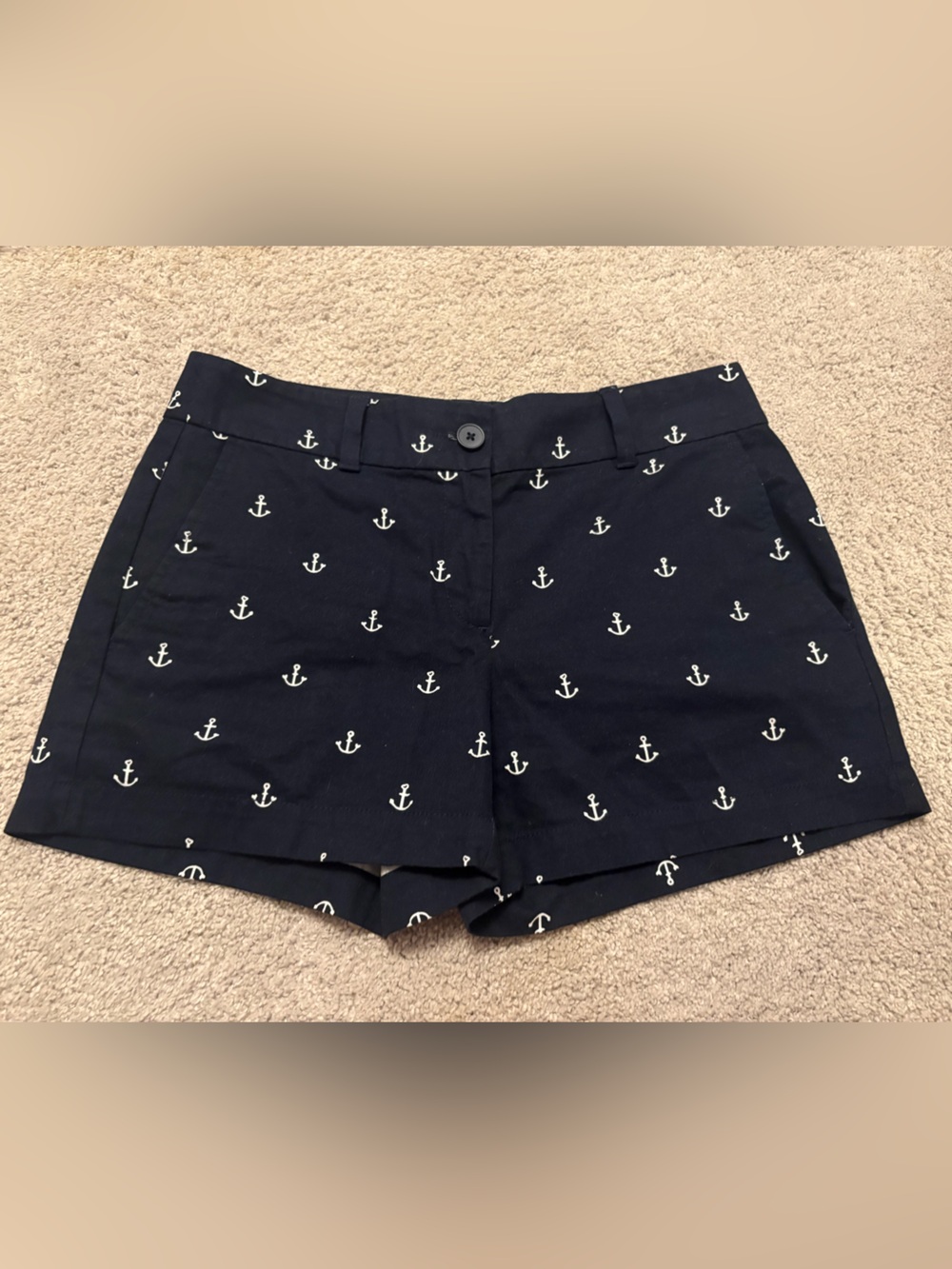 LOFT Navy Shorts with White Anchor Pattern